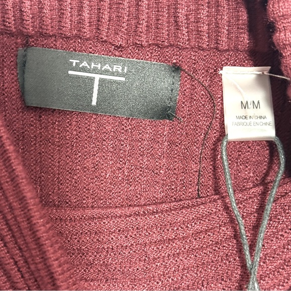 NWT T Tahari Funnel Neck Ottoman Sweater Bordeaux Red - Size Medium - Picture 6 of 11